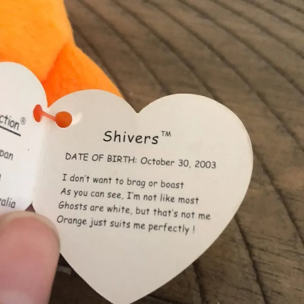 20th Anniversary Shivers 👻 the Ghost Pumpkin 🎃 orange 🍊 👻 Ty Beanies 2003